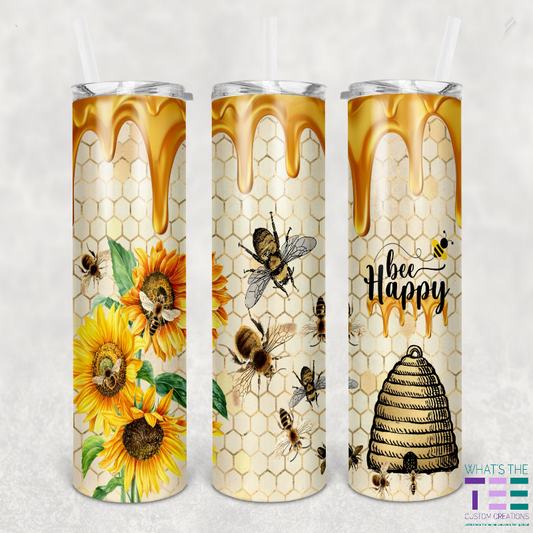 bee happy tumbler; skinny tumbler