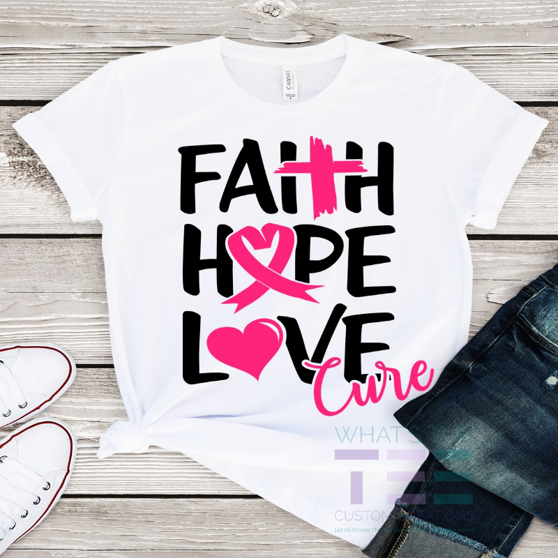 breast cancer awareness, tee, t-shirt, tshirt, faith hope love, breast cancer