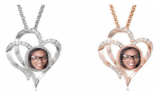 Customizable Double Heart Bling Necklace