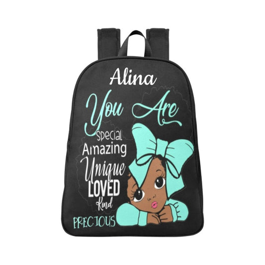 Youth size custom backpack with quote
