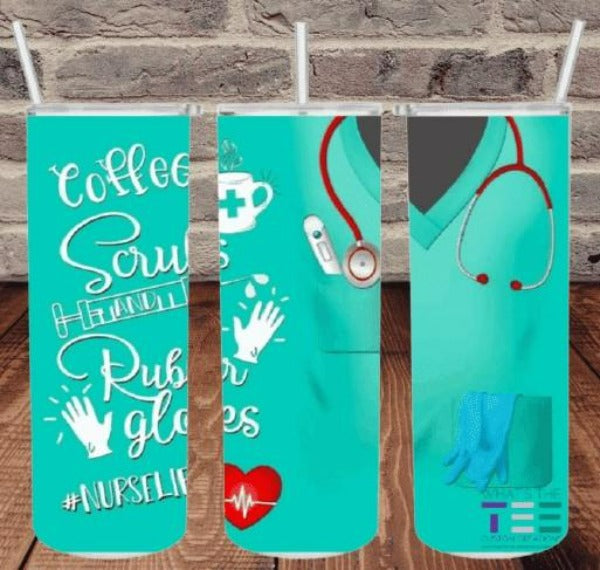 Nurse - Scrubs and Gloves - Skinny Tumbler