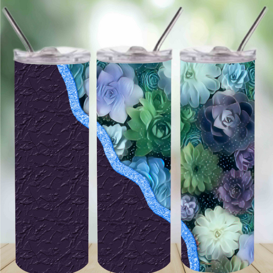 Purple Flowers Skinny Tumbler