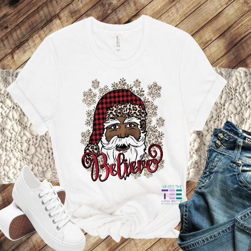 Believe Black Santa tshirt