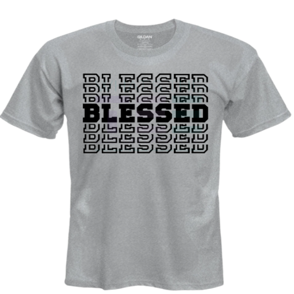 Blessed gray and black tshirt