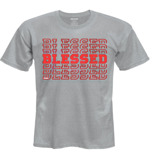 Blessed gray and red tshirt