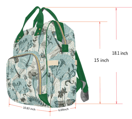 Customized Multi-Function Diaper Backpack/Diaper Bag (Pink/Grey Flower Elephant)