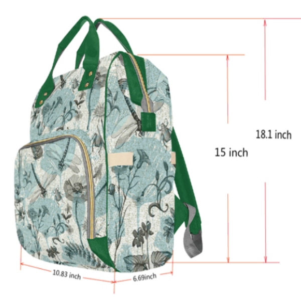 Customized Multi-Function Diaper Backpack/Diaper Bag (Pink/Grey Sunflower Elephant)