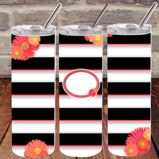 Flowers & Stripes - Skinny Tumbler